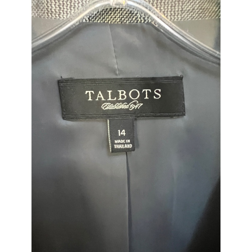 Talbots Womens Grey Glen Plaid 100% Wool 3-Button Classic Blazer Jacket Size 14 - Picture 4 of 5